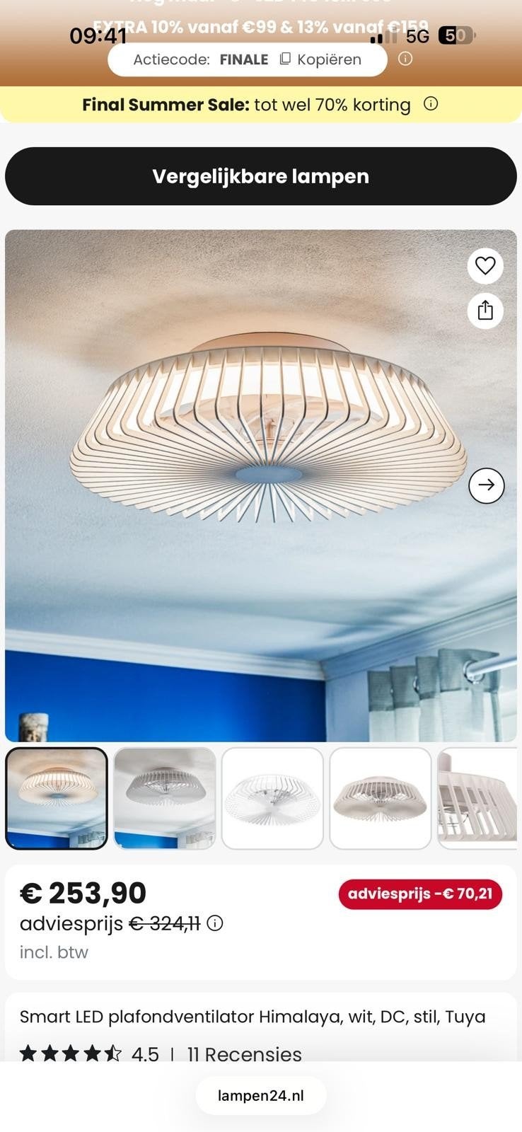 Mantra Himalaya Smart LED Plafondventilator, Modern, Ophalen of Verzenden, Zo goed als nieuw, Wit