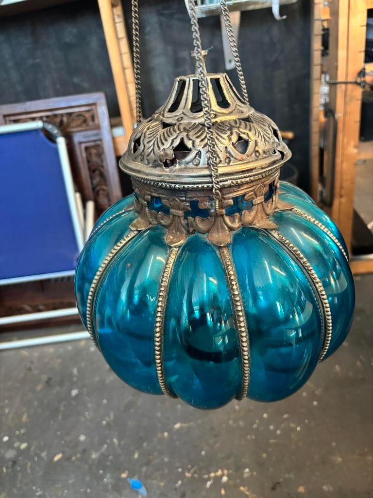 Vintage turquoise pumpkin lantern large, Ophalen, Gebruikt, ., .