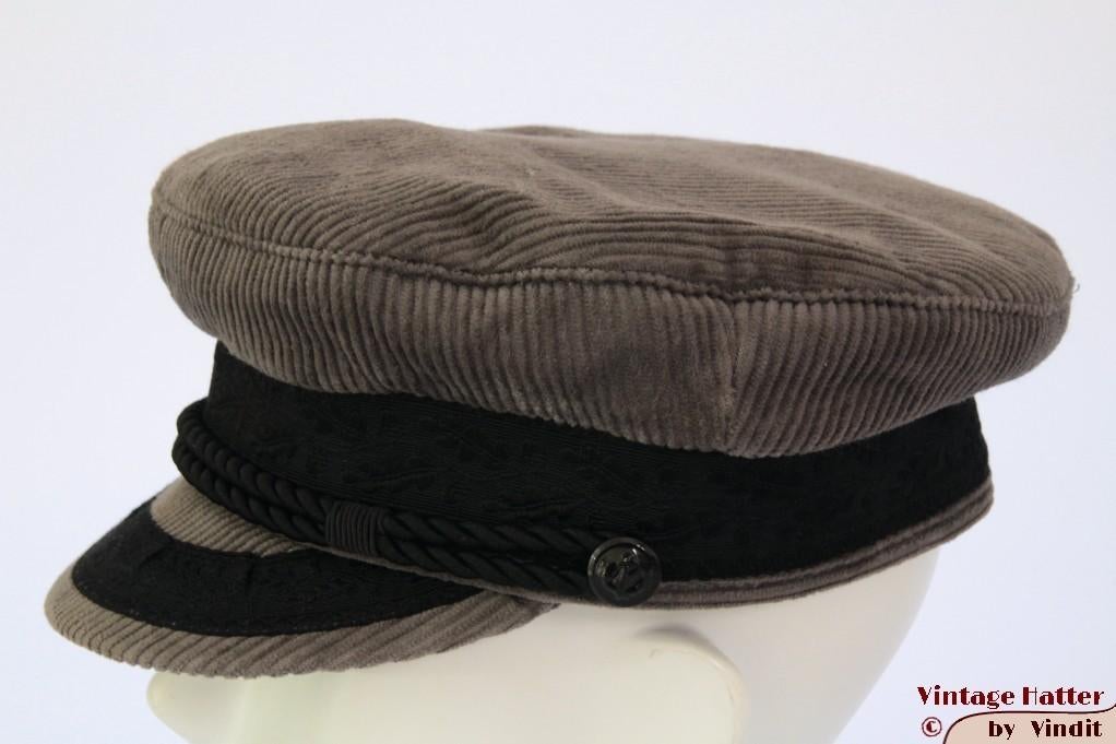 Vintage Kapiteinspet Prinz Heinrich Fiebig grijs rib 55 = S, 55 cm (S, 6⅞ inch) of minder, Ophalen of Verzenden, Pet, Gedragen