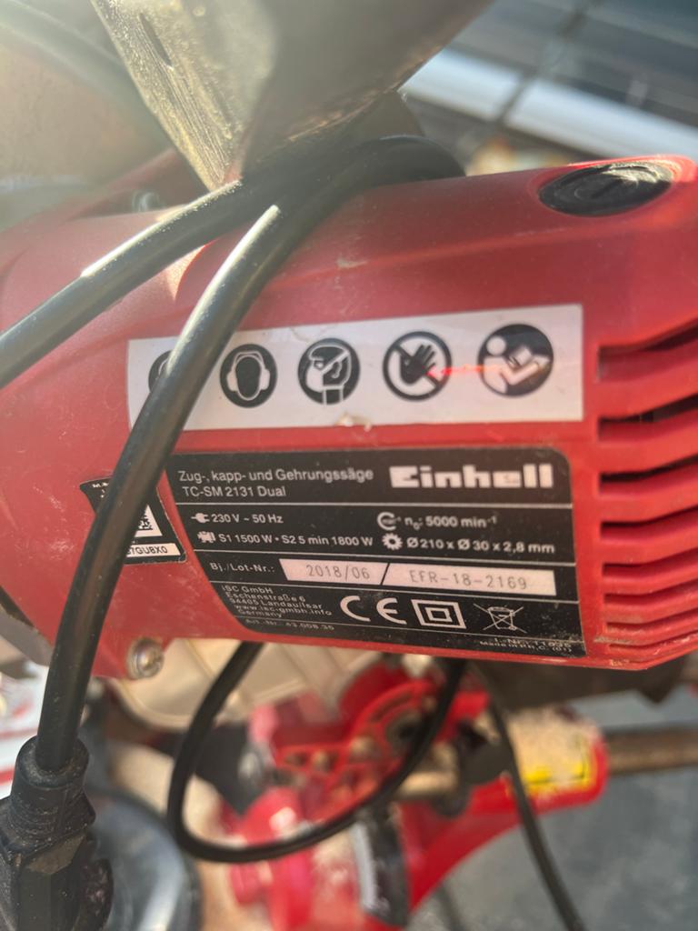 Einhell Afkortzaag TC-SM 2131 Dual - Krachtig en Nauwkeurig, Gebruikt, 70 mm of meer, Ophalen of Verzenden, Afkortzaag