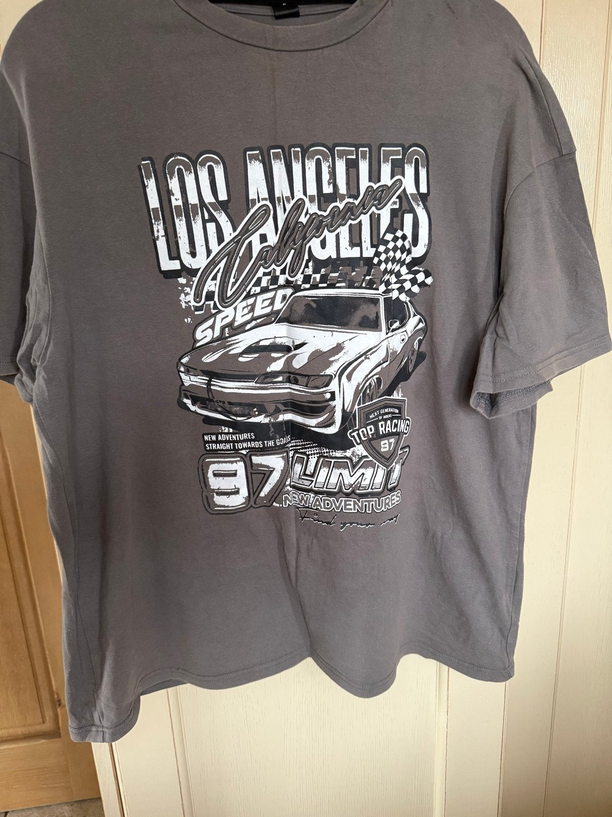 Grijs T-shirt met 'Los Angeles California Speed' maat M, Ophalen of Verzenden, Zo goed als nieuw, Grijs