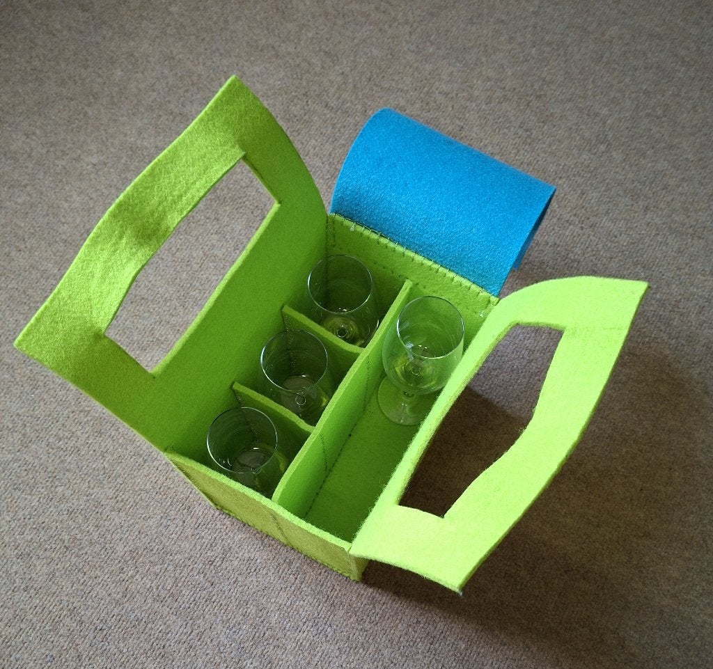 Picknicktasje met drinkglazen, Ophalen of Verzenden, Zo goed als nieuw