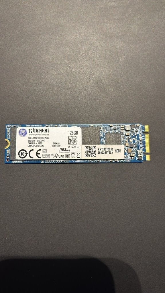 Kingston 128GB M.2 SATA SSD 2280 – SNS8180S3, Intern, Kingston, 128 GB, Refurbished