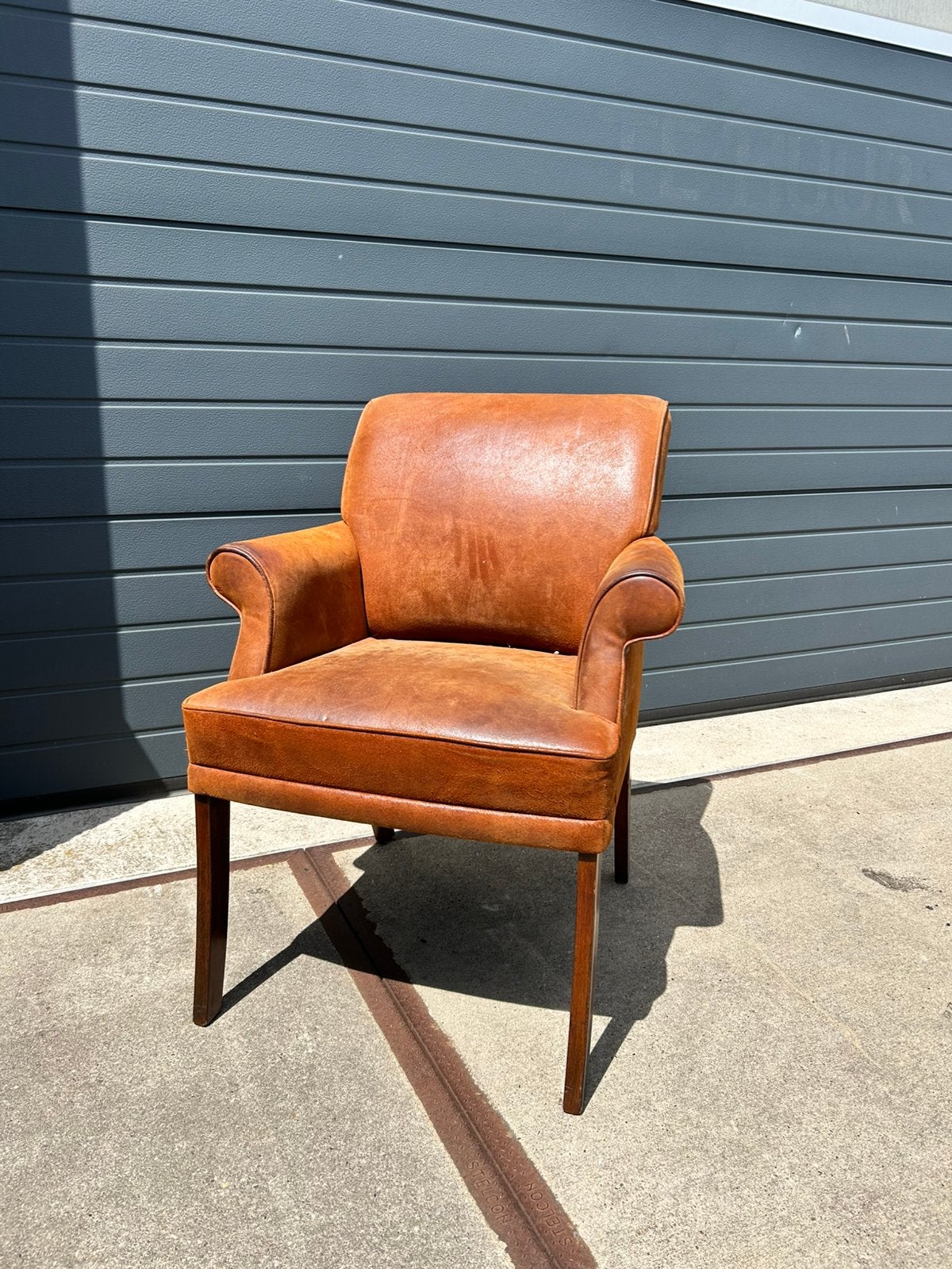 Goed stevige leren fauteuil, Ophalen of Verzenden, Zo goed als nieuw, 50 tot 75 cm, Leer