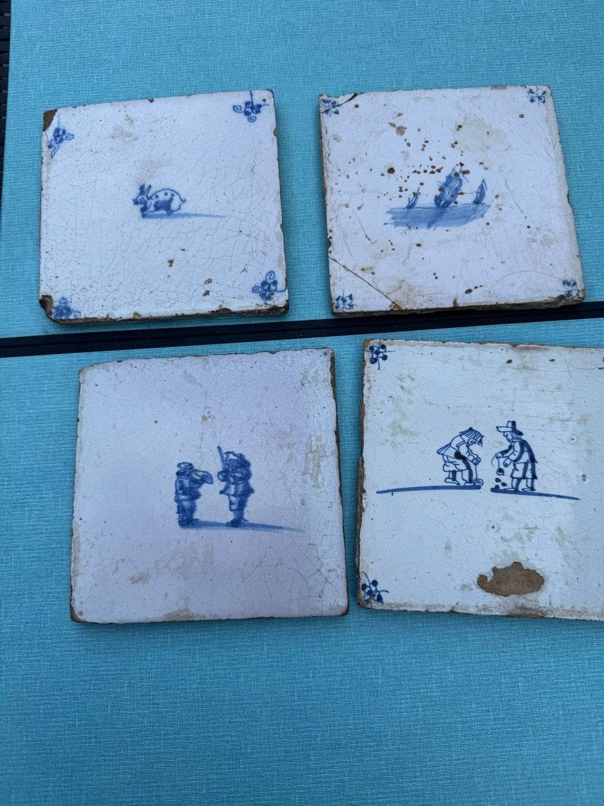 Santieke Delfts blauwe tegels met diverse scènes, Ophalen of Verzenden