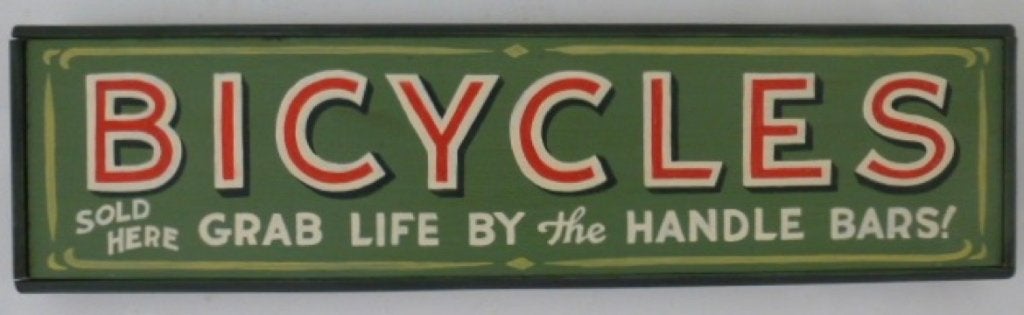Handgeschilderd houten bord / vintage / Bicycle Shop / Fiets, Reclamebord, Nieuw, Ophalen of Verzenden, B6
