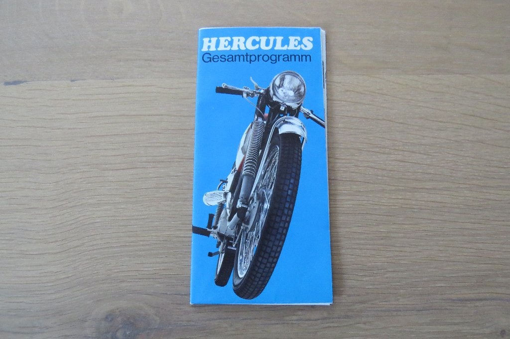 Originele folder Hercules fietsen, brommers, motoren (1969), Boeken, Verzenden, Zo goed als nieuw, Folder