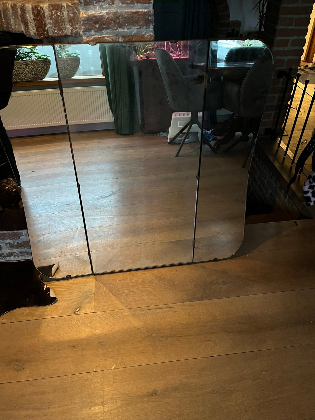 Antieke 3 luik spiegel, Huis en Inrichting, Woonaccessoires | Spiegels, Ophalen, Zo goed als nieuw, Rechthoekig, Minder dan 100 cm