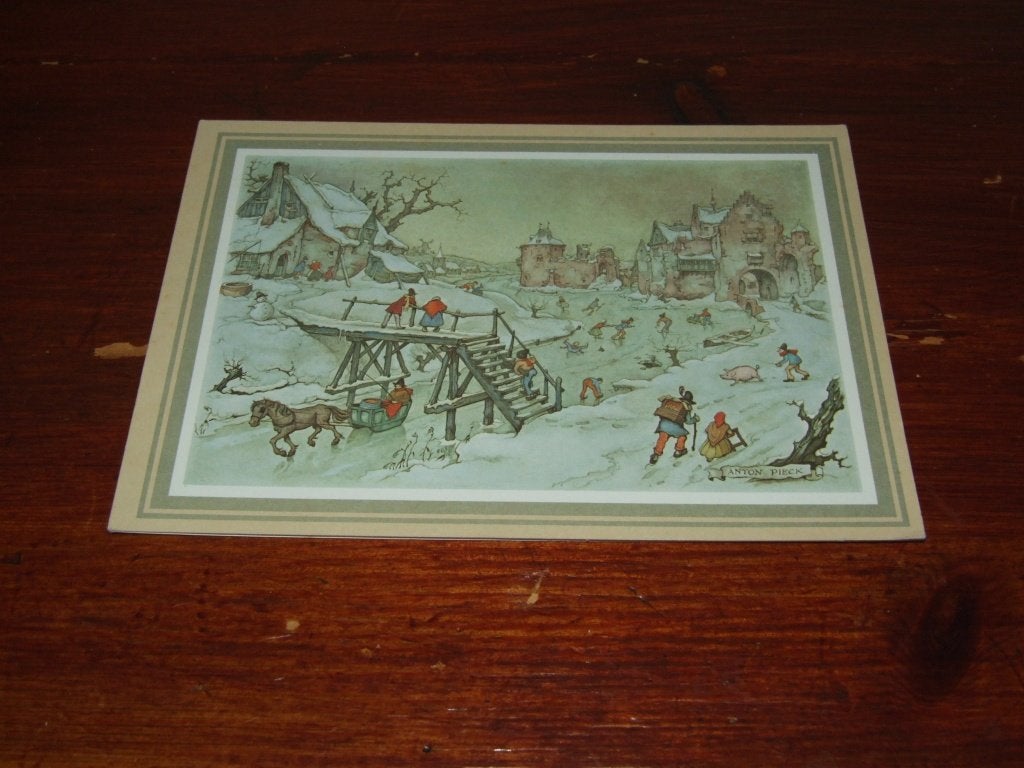 65- Winterlandschap Prent Anton Pieck, Gebruikt, Verzenden, Voor 1940, Prent