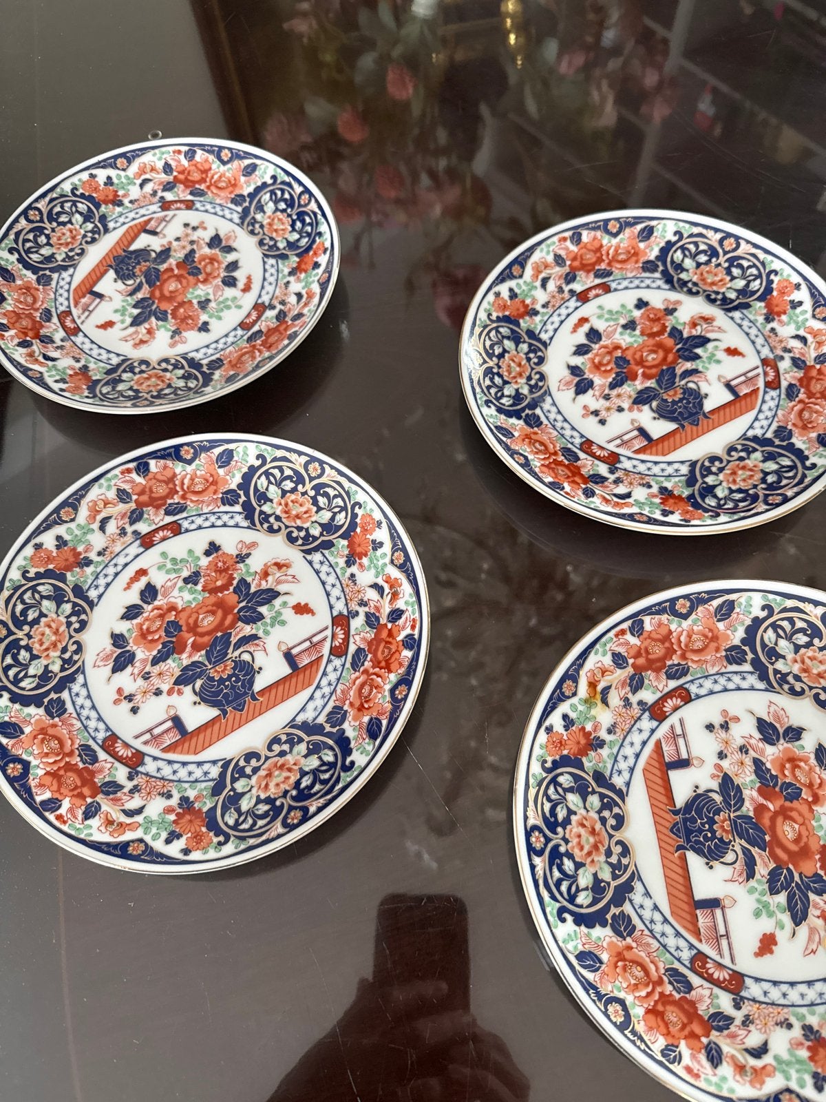 Set van 4 vintage Japanse Imari-stijl borden, Antiek en Kunst, Ophalen of Verzenden