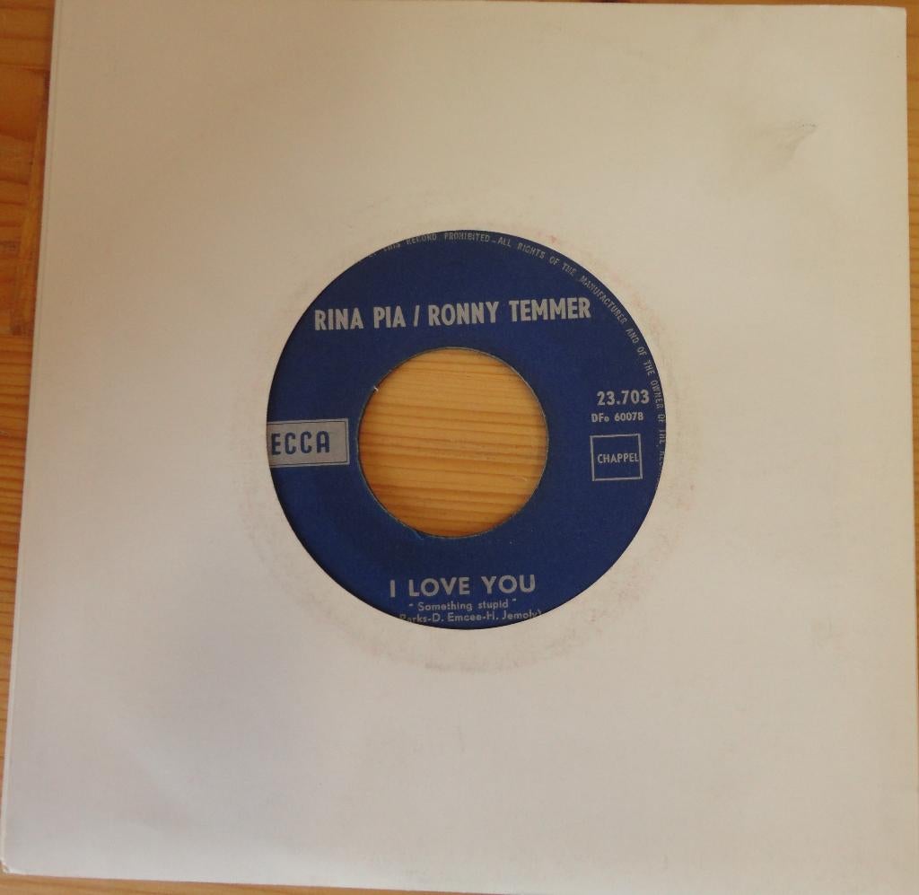 Rina Pia / Ronny Temmer > Zonder liefde, Gebruikt, 7 inch, Single, Ophalen of Verzenden