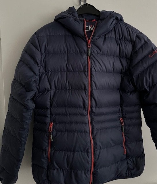 CMP, blauw/rode dons tussenjas met capuchon maat XL, Kleding | Dames, Jassen | Zomer, Blauw, Maat 46/48 (XL) of groter, Ophalen of Verzenden