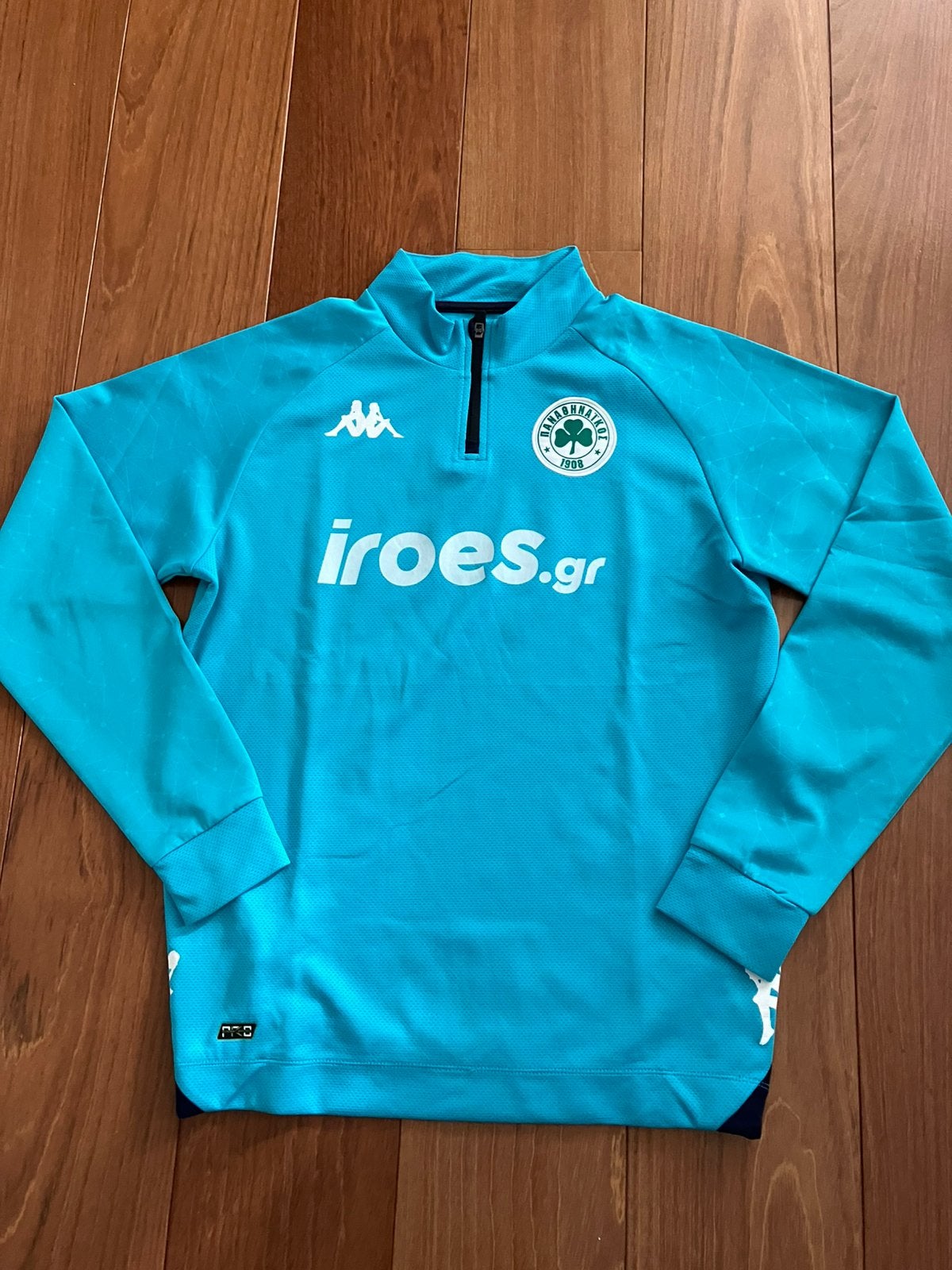 Trainingssweater Panathinaikos, lichtblauw, Kappa, maat L, Maat L, Ophalen of Verzenden, Zo goed als nieuw, Shirt