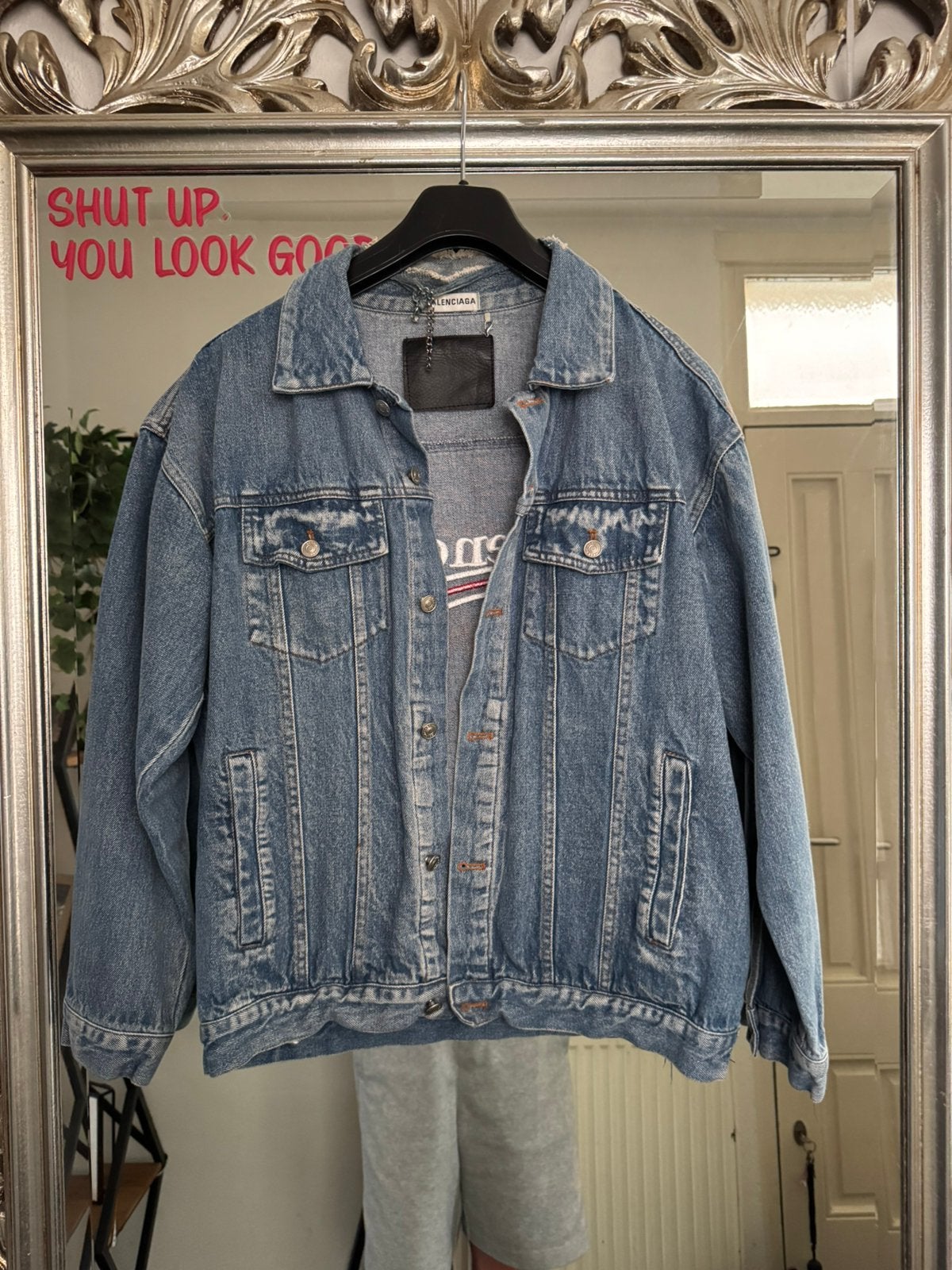 Balenciaga spijkerjack, Ophalen of Verzenden, Zo goed als nieuw, Maat 38/40 (M), Blauw