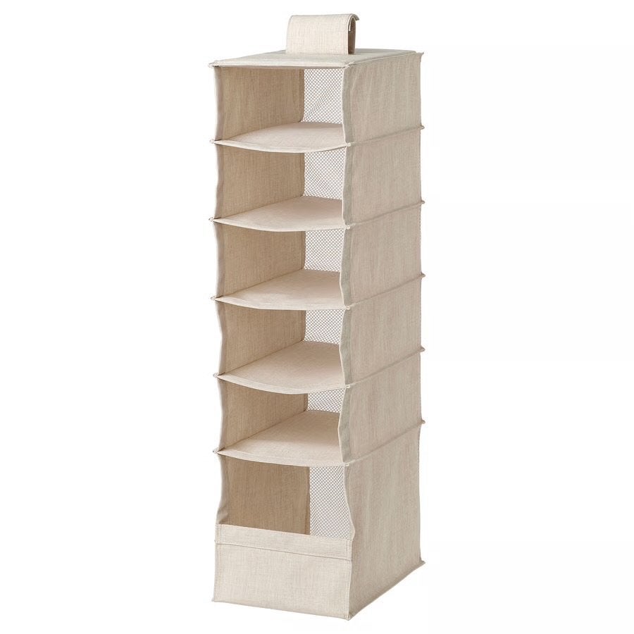 PURRPINGLA opberger met 6 vakken textiel/beige IKEA, Ophalen, Zo goed als nieuw, Minder dan 100 cm, 25 tot 50 cm