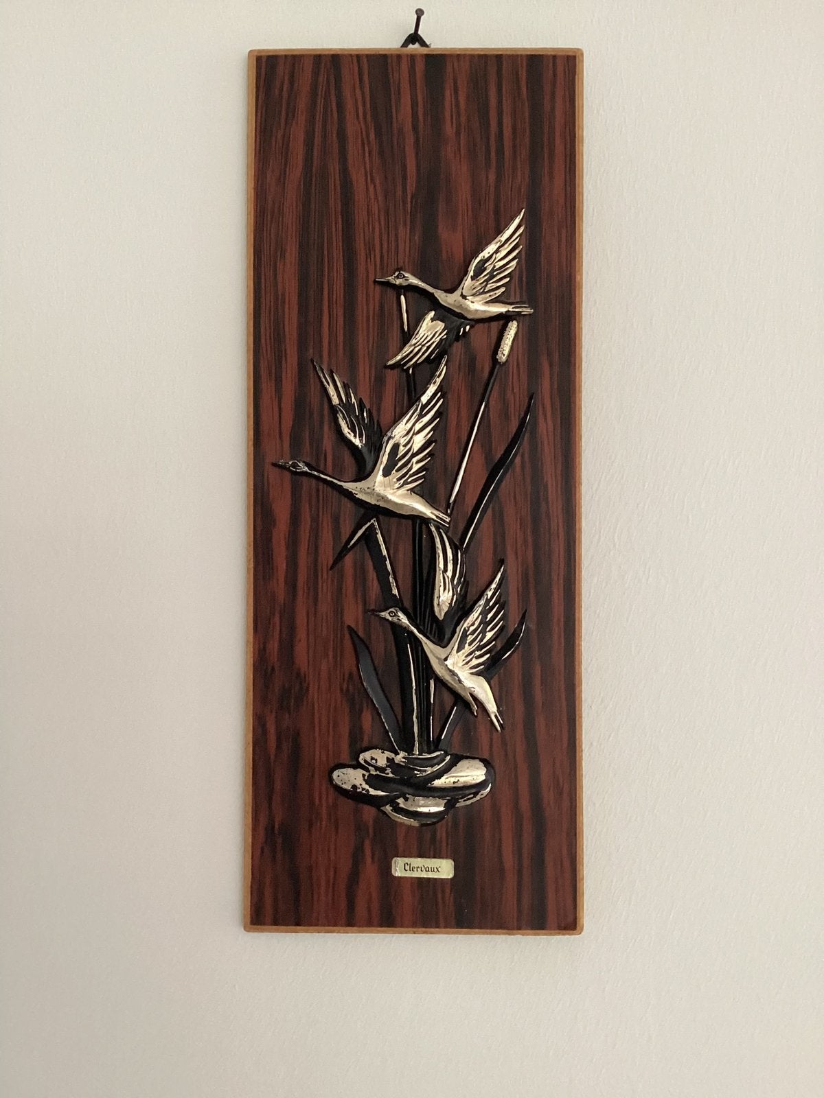 Vintage houten wanddecoratie met vogels, Ophalen of Verzenden