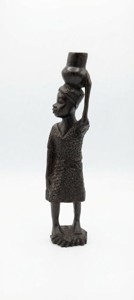 Handgemaakt houten beeld - Afrikaanse vrouw met kruik, Antiek en Kunst, Ophalen of Verzenden