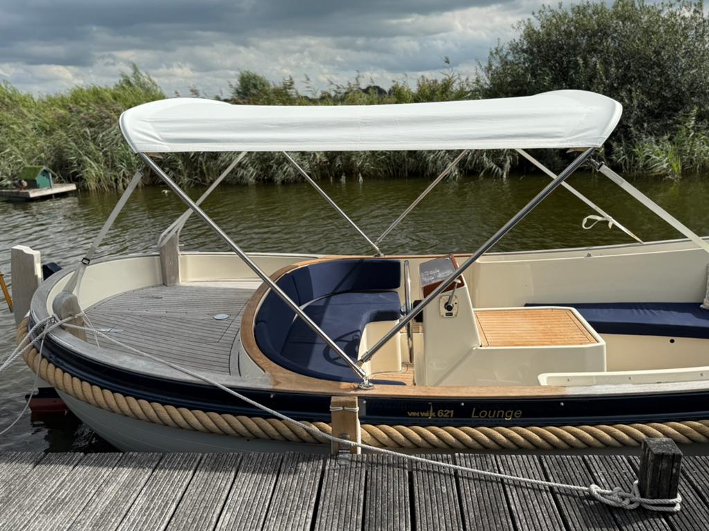 Bimini zonnetent voor sloep met RVS stangen, Ophalen of Verzenden, Zo goed als nieuw
