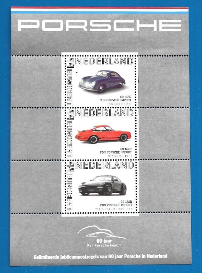 Postzegelvel Porsche 60 jaar in Nederland - 2009, Verzenden, Na 1940, Postfris