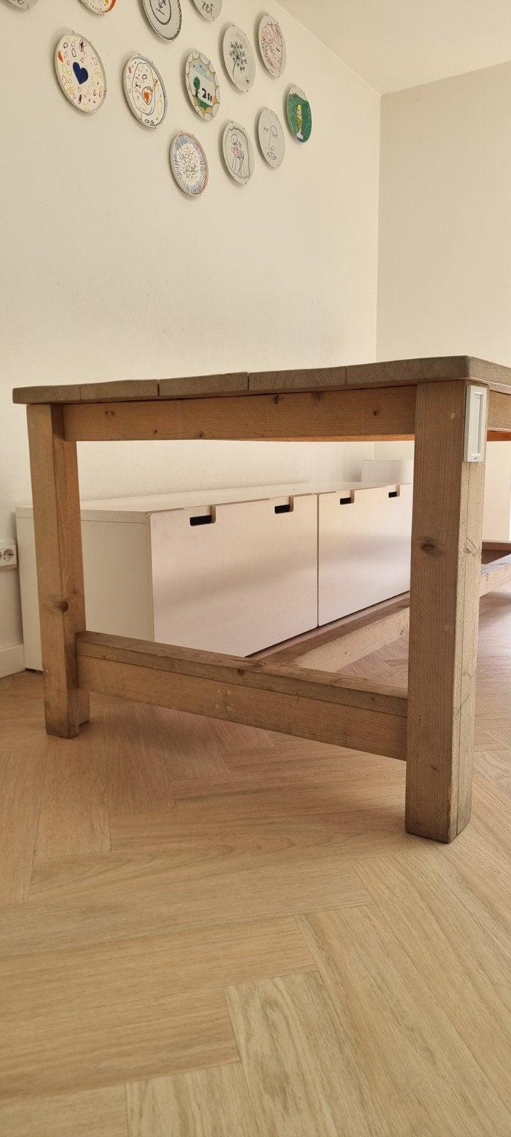 Eetkamer tafel steigerhout / tuintafel, Ophalen, Gebruikt, 200 cm of meer, Vijf personen of meer