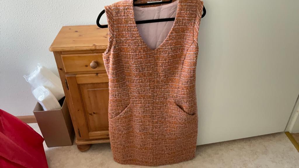 Stijlvolle Van Hassels Jurk - Oranje Tweed, Kleding | Dames, Jurken, Maat 38/40 (M), Oranje, Ophalen of Verzenden, Zo goed als nieuw