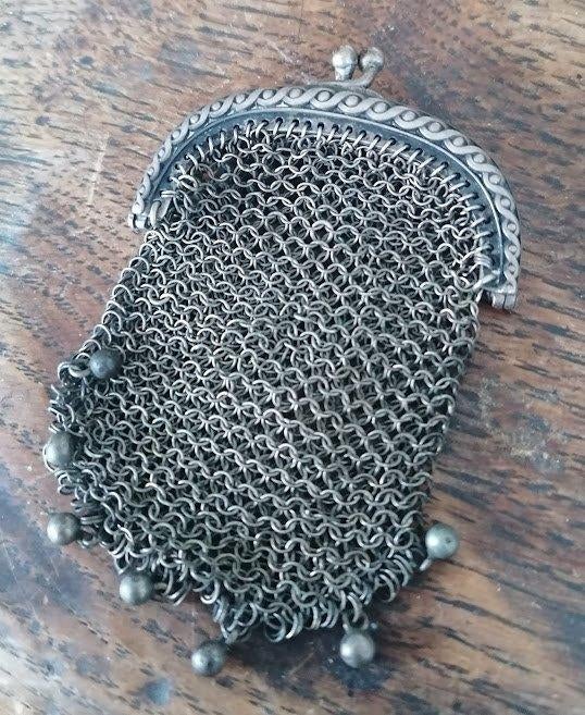 Antieke Franse zilveren mesh portemonnee, Ophalen