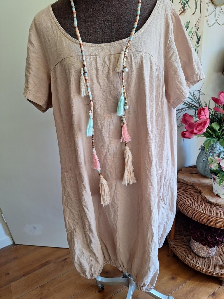Zizzi jurk xl met zakken xxl 46 48 50, Beige, Maat 46/48 (XL) of groter, Ophalen of Verzenden, Zo goed als nieuw