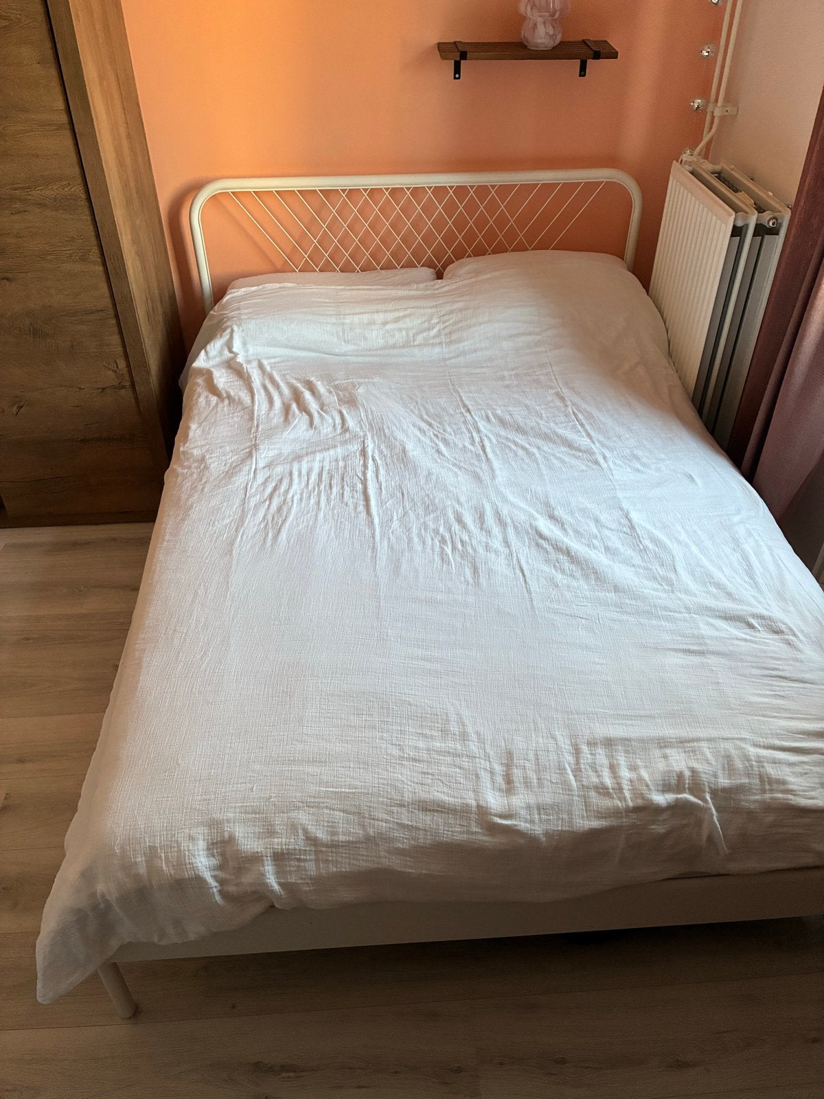 IKEA NESTTUN Bed 140 x 200 cm incl. Lattenbodem, Ophalen, Gebruikt, Wit, Tweepersoons