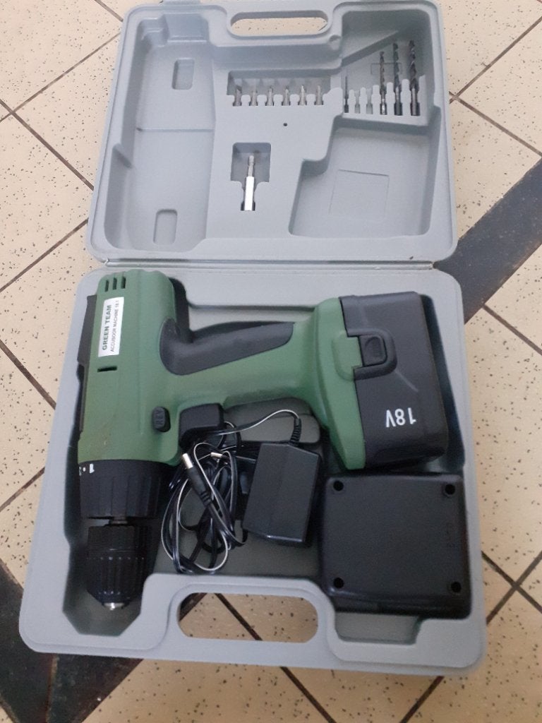 Green Team Accuboor Machine 18.1 met accessoires, Gebruikt, Variabele snelheid, Ophalen of Verzenden, Boor- en Schroefmachine