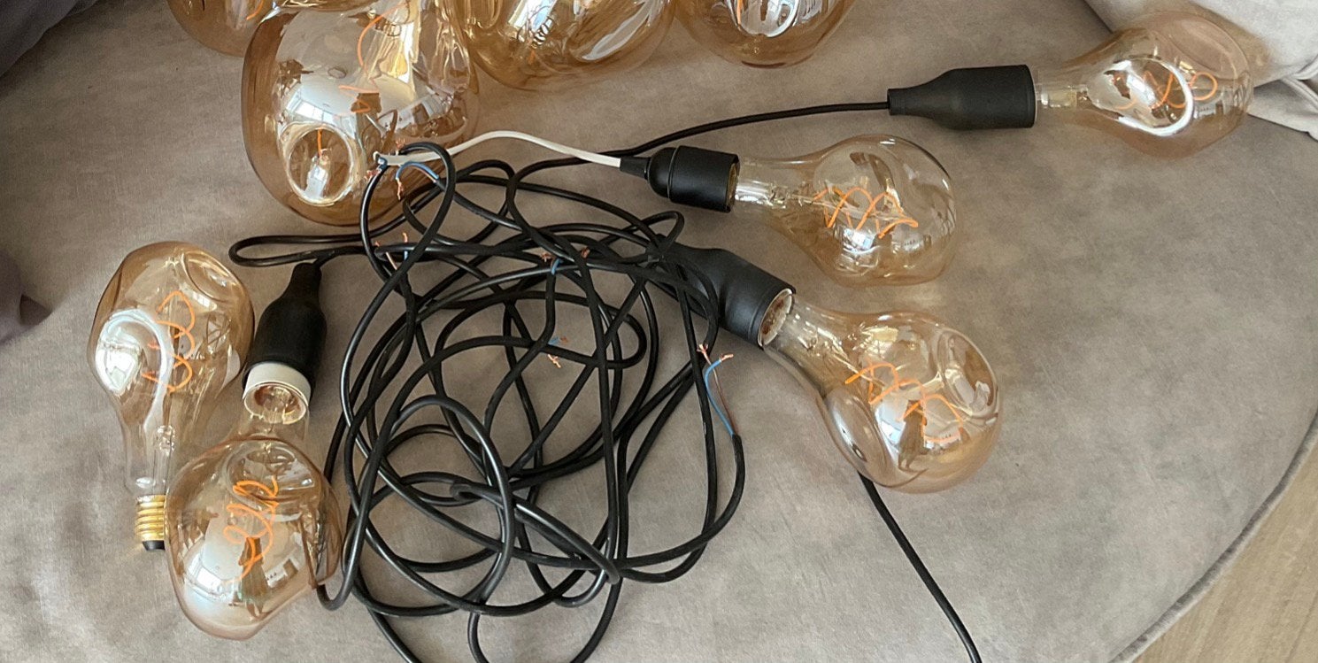 5 organische Eurodomest dimbare lampen, 4 hebben zwart snoer, Ophalen of Verzenden
