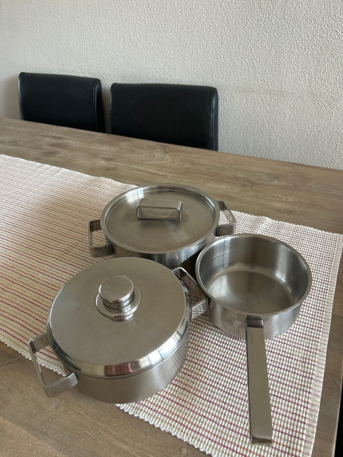 3 Sola pannen, geschikt voor elke warmtebron, Gebruikt, Pannenset, Ophalen of Verzenden, Rvs