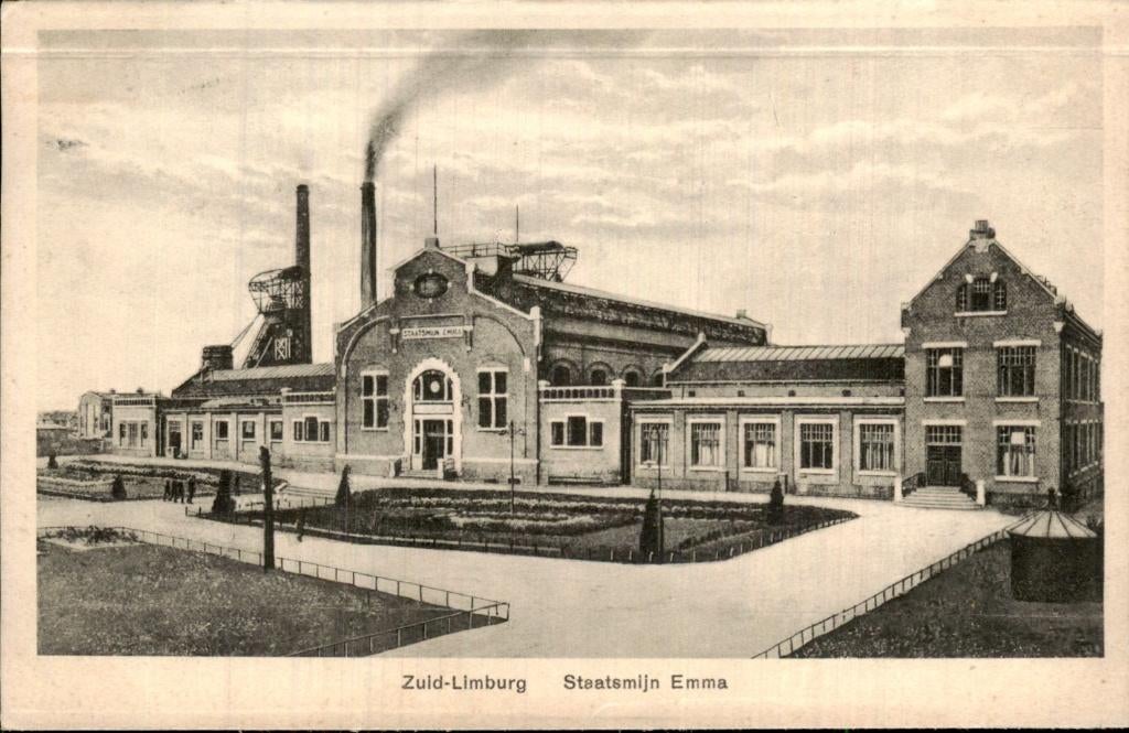 Zuid-Limburg - Staatsmijn Emma - Voorgevel, Verzamelen, Ophalen of Verzenden, 1920 tot 1940, Gelopen, Limburg