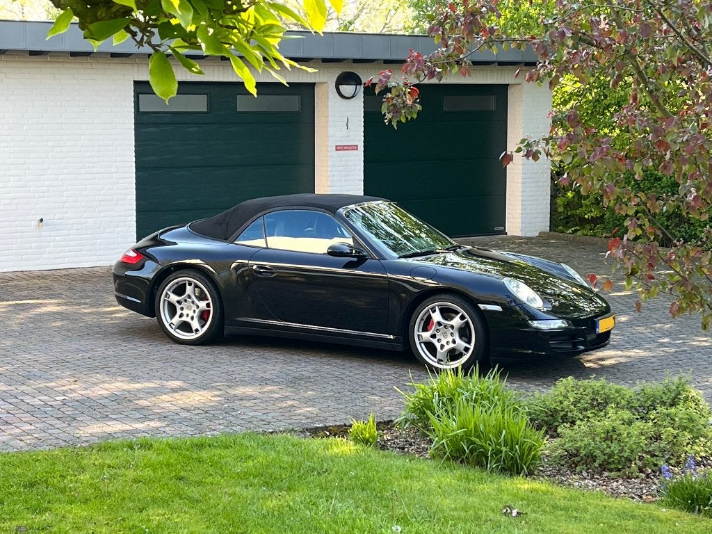 Porsche 911 997 4S sportchrono tripple black revisiemotor, Automaat, Zwart, Cabriolet, Zwart