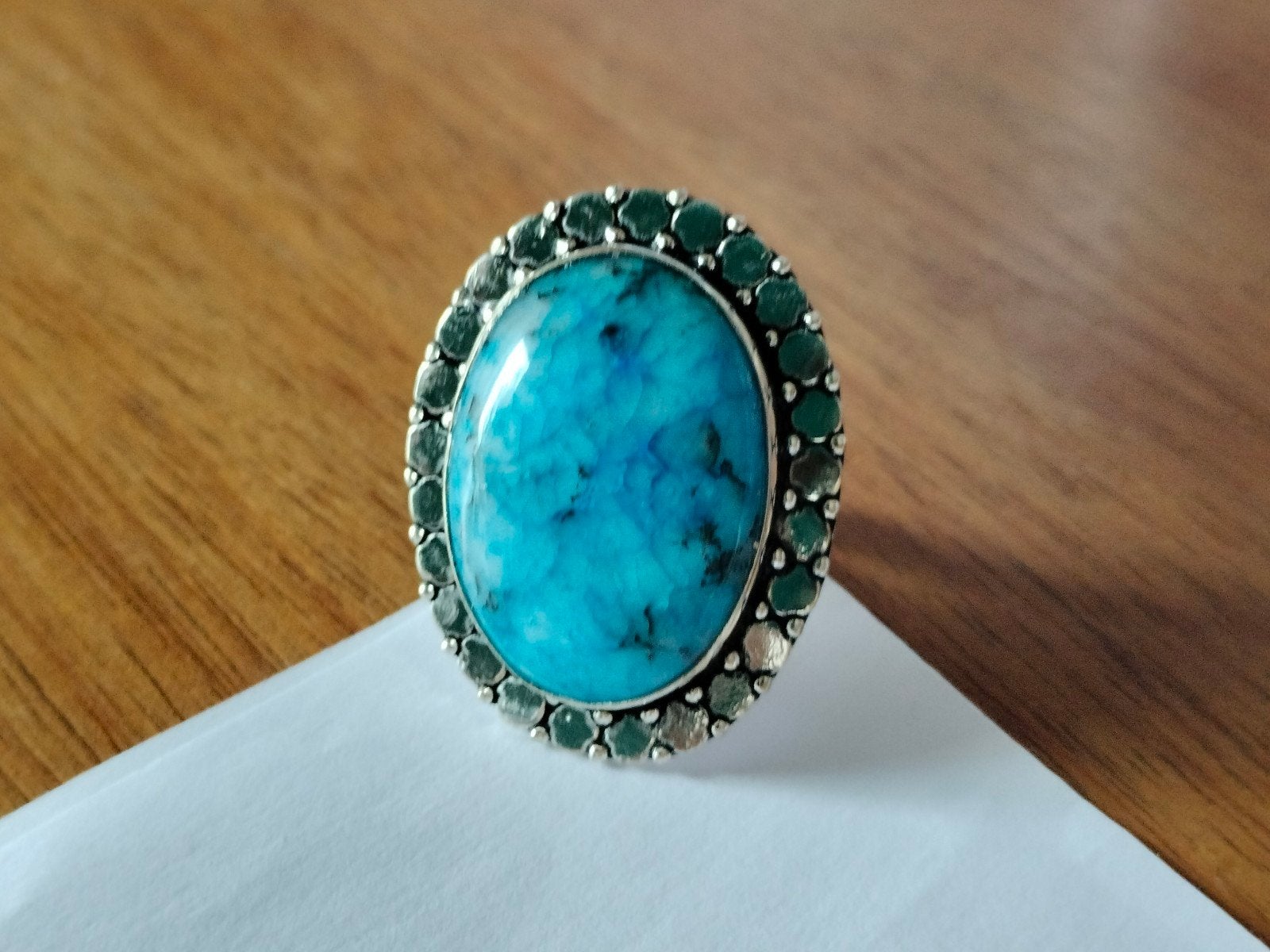 zilveren ring met turquoise maat 18, Sieraden, Tassen en Uiterlijk, Ringen, 18 tot 19, Nieuw, Met edelsteen, Dame