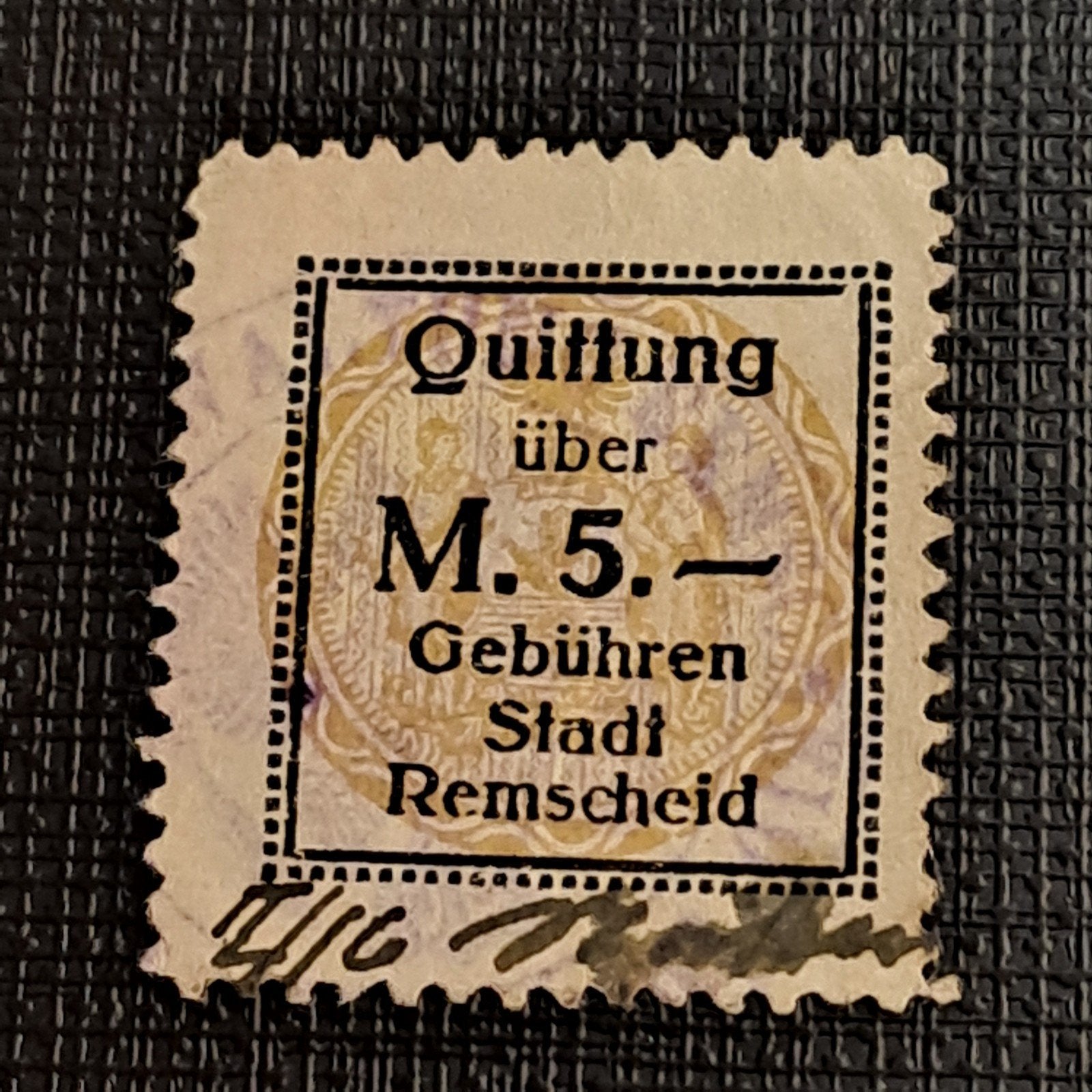 Quittung über 5 Mark,Stadt Remscheid - Duitse belastingzegel, Postzegels en Munten, Ophalen of Verzenden
