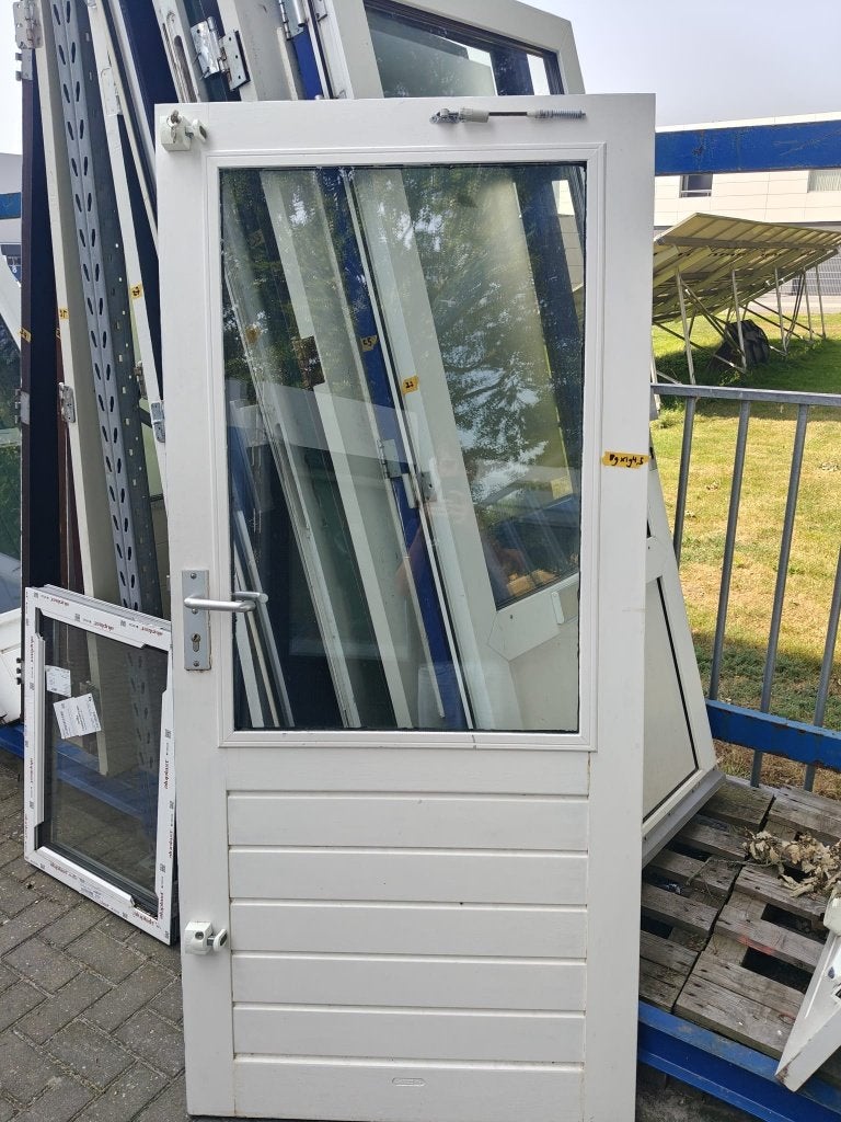 28 | Hardhouten achterdeur wit, groot glasraam | 89x194,5, Ophalen, Gebruikt, 80 tot 100 cm, Minder dan 200 cm