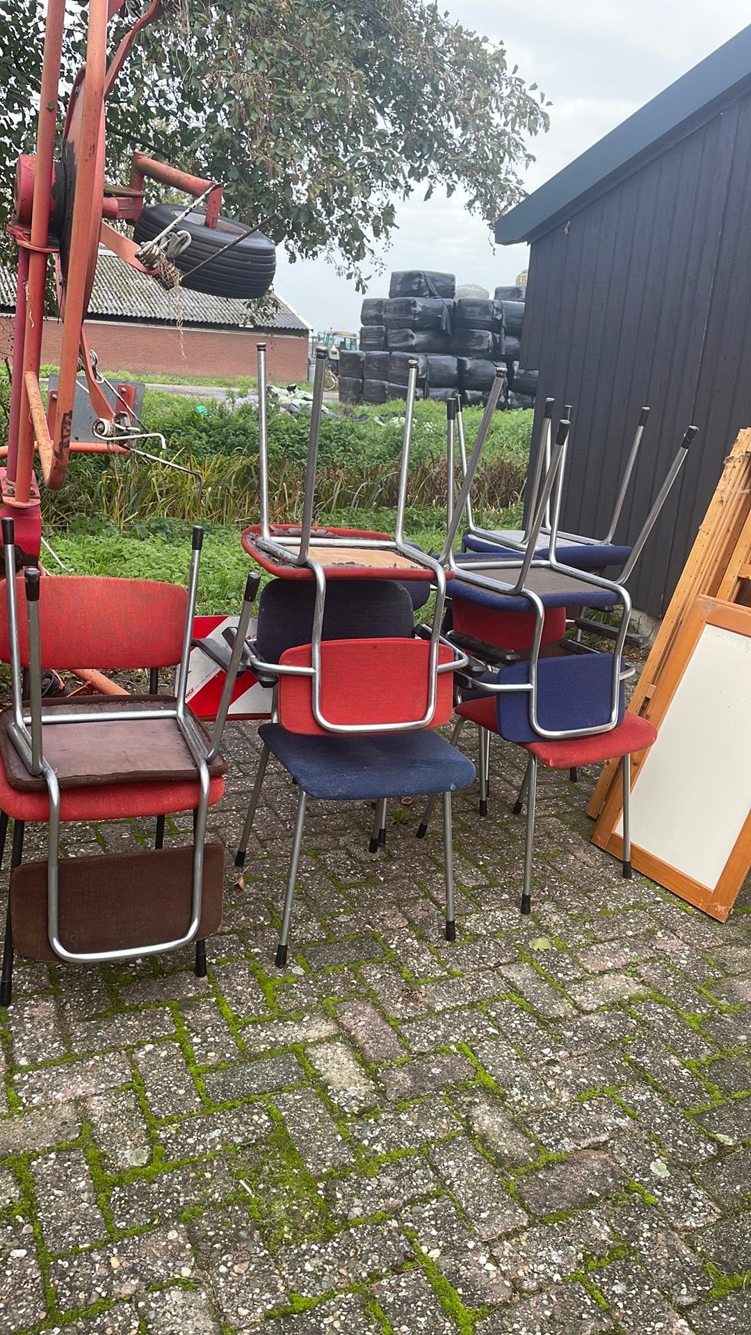 Gispen stoelen partij ( 9 stuks) retro vintage, Ophalen, Gebruikt, Vijf, Zes of meer stoelen