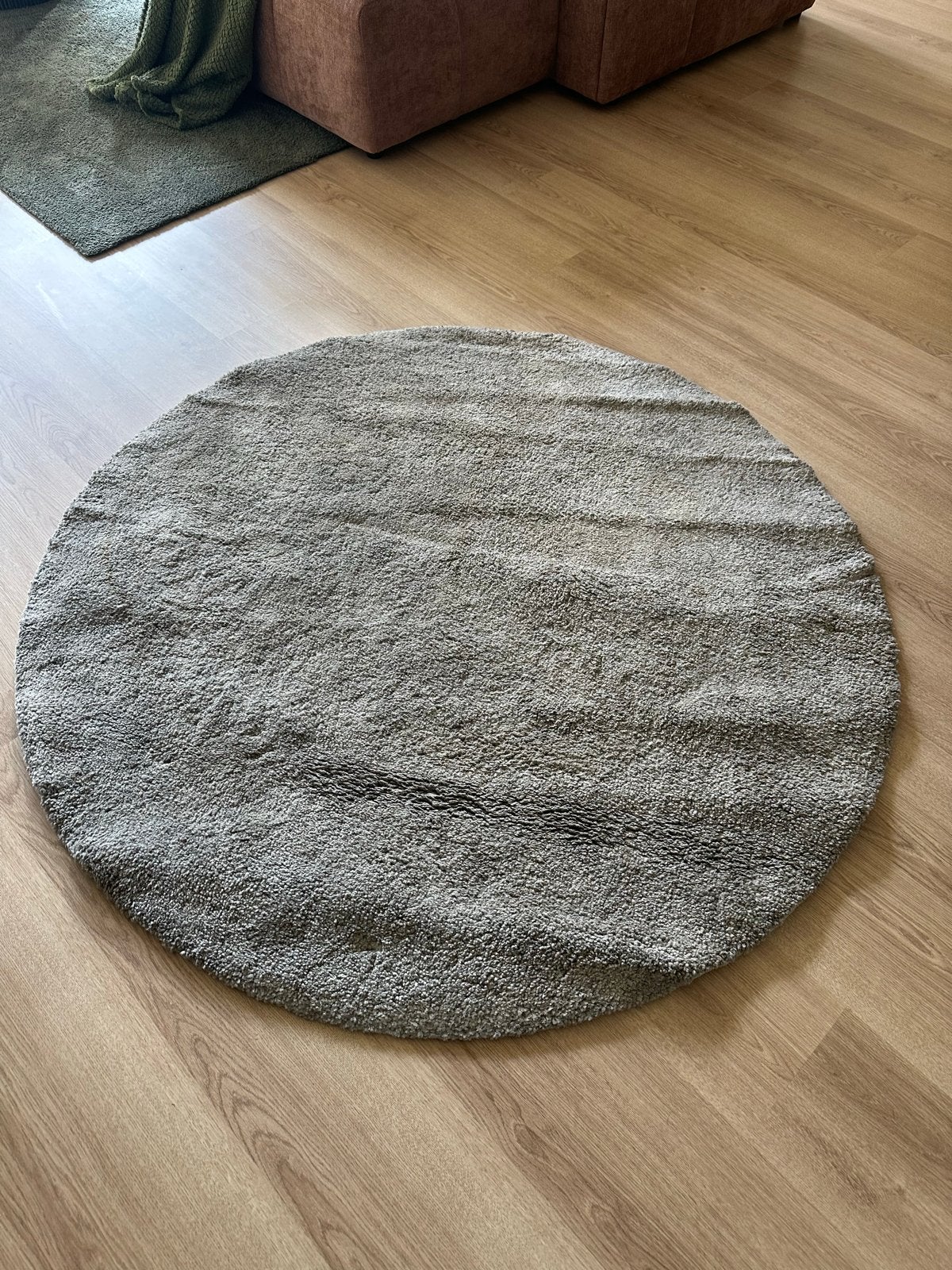 Rond vloerkleed IKEA Stoense grijs 130cm, Huis en Inrichting, Ophalen, Gebruikt, 100 tot 150 cm, Rond