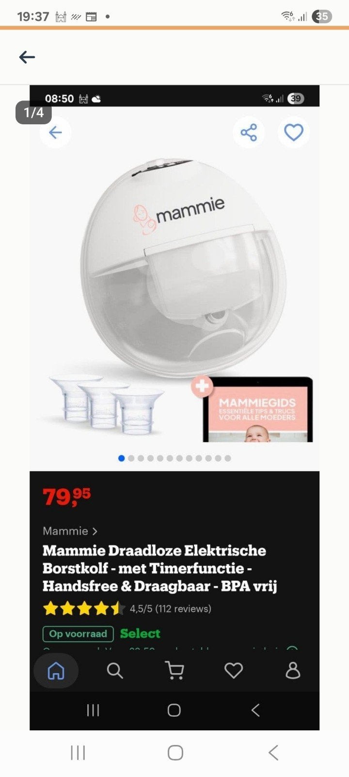 Mammie Draadloze Elektrische Borstkolf -, Overige merken, Draadloos, Borstkolf, Ophalen of Verzenden