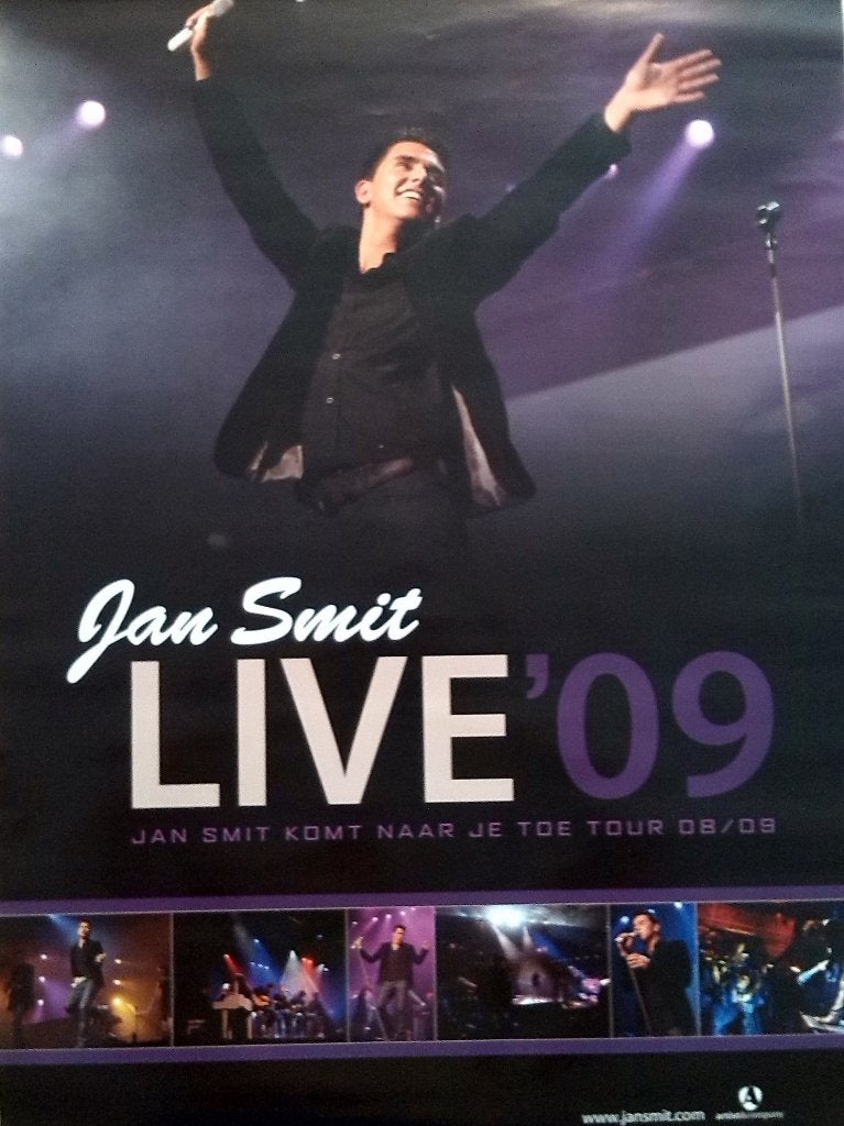 B2 Poster 70x50 cm Jan Smit komt naar je toe tour 08/09 Live, Rechthoekig Staand, Deurposter of groter, Ophalen of Verzenden, Zo goed als nieuw