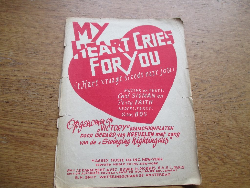 My Heart Cries For You - bladmuziek (Nederlandse tekst), Piano, Gebruikt, Ophalen of Verzenden, Thema
