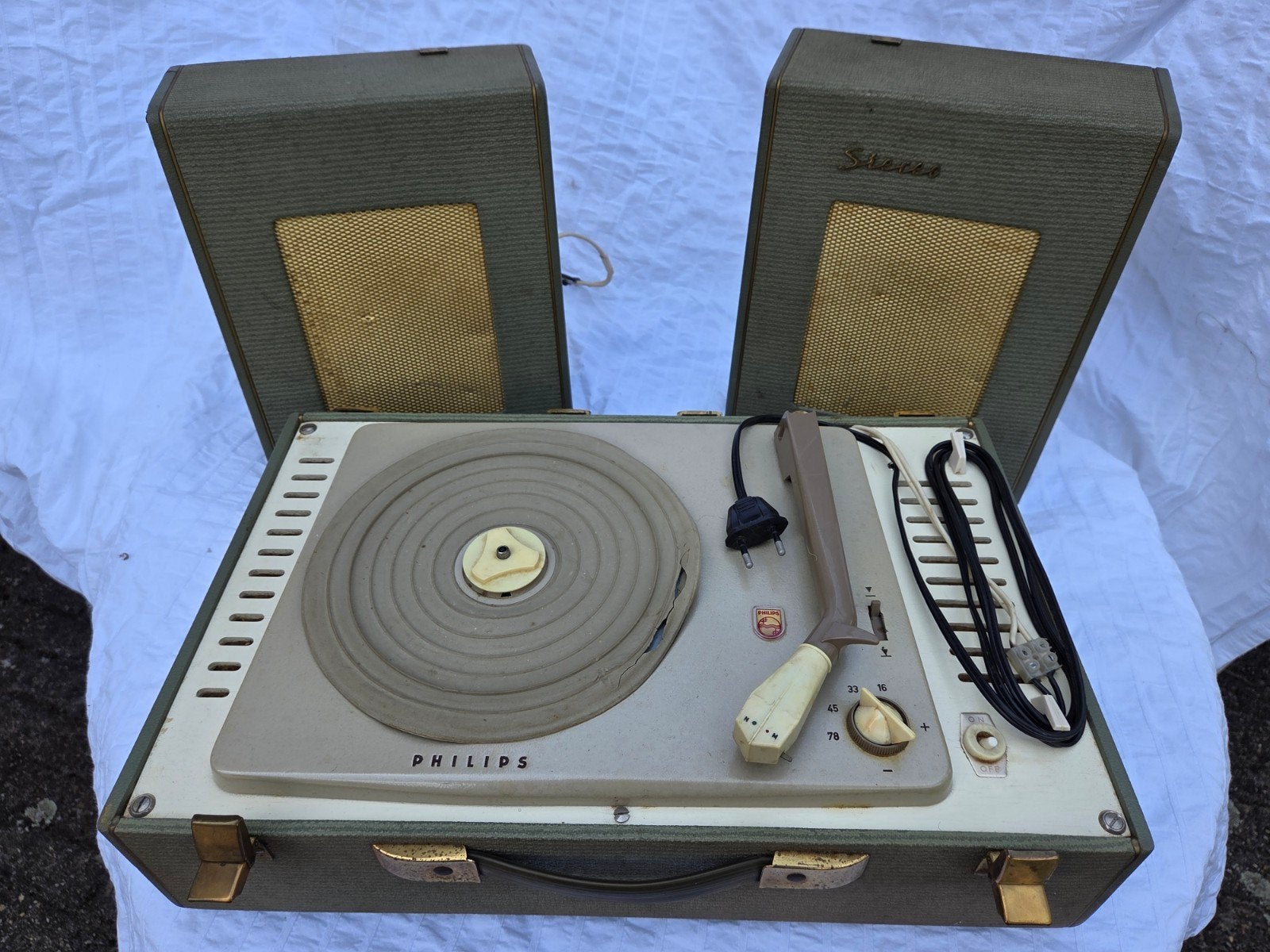 Vintage Philips draagbare pick-up. (defect), Ophalen, Gebruikt, Philips