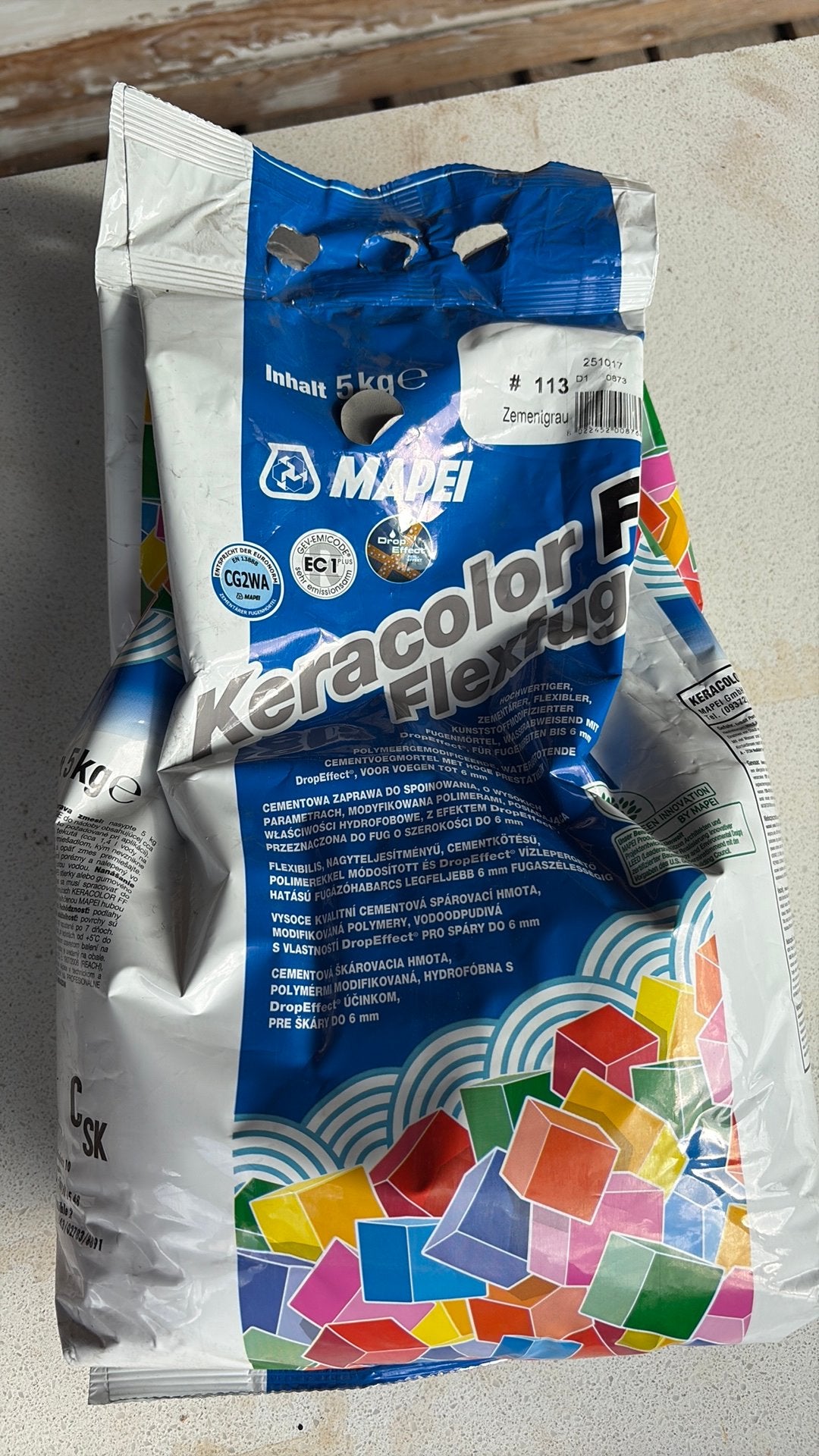 1 zak a5 kilo, Nieuw, Minder dan 5 m², Overige materialen, 60 cm of meer