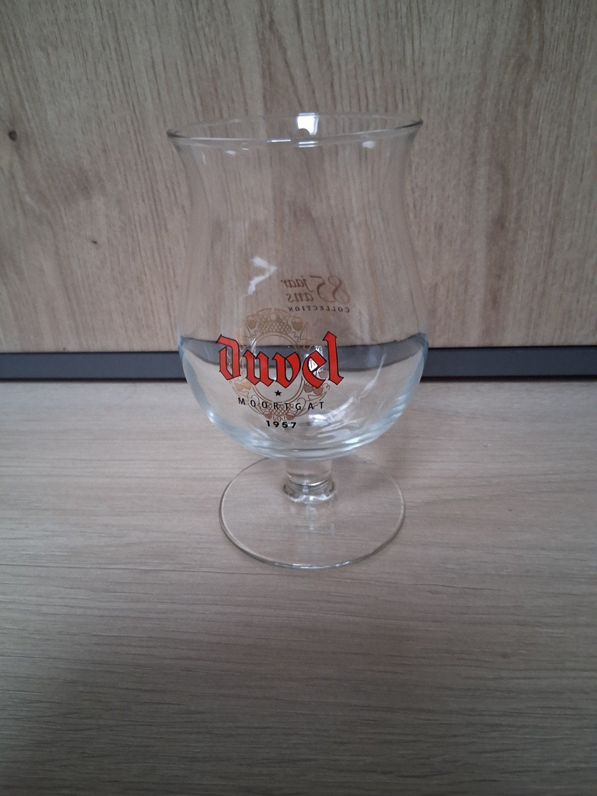 Duvel glas speciale uitgave 85 jaar...1957, Verzamelen, Ophalen of Verzenden, Nieuw, Glas of Glazen, Heineken