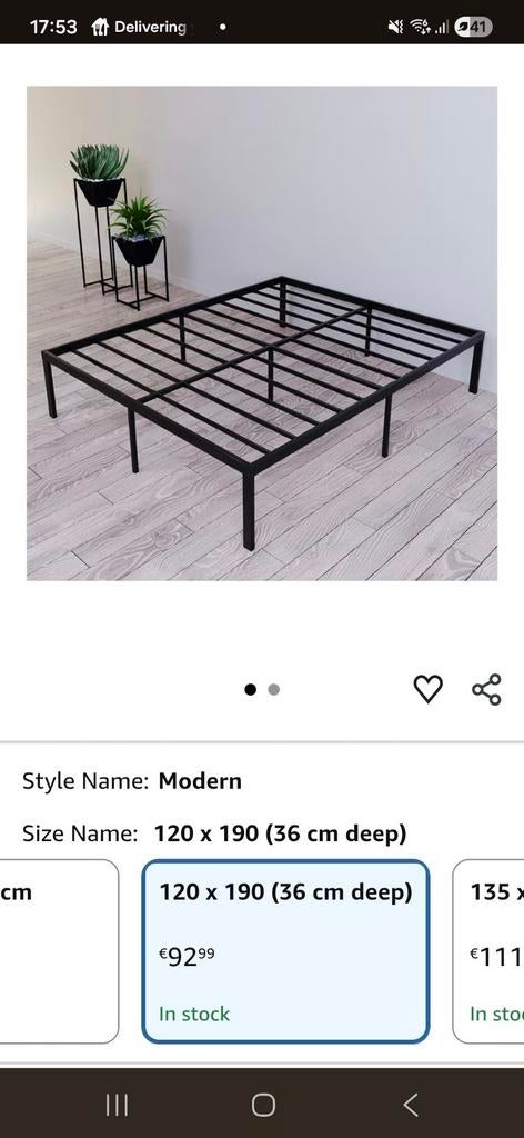 DREAMZIE goed als nieuw bedframe 120x190 cm - unieke maat!, Zwart, Zo goed als nieuw, Twijfelaar, 120 cm