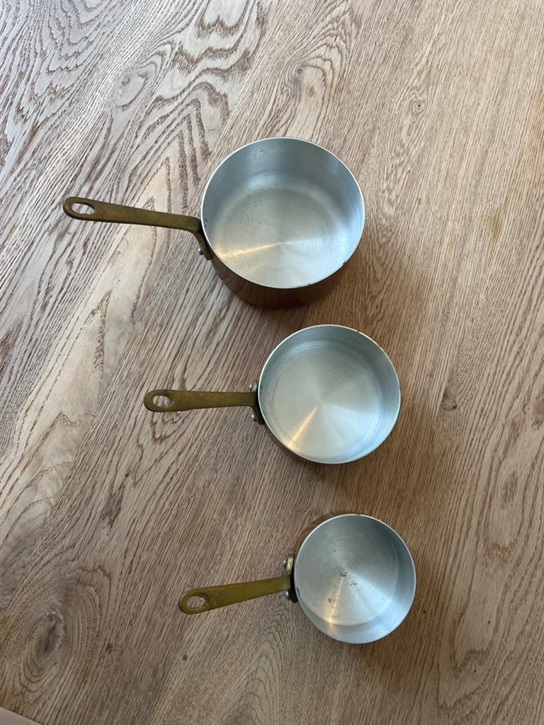 Vintage Koperen Pannenset - 3 Stuks, Ophalen of Verzenden