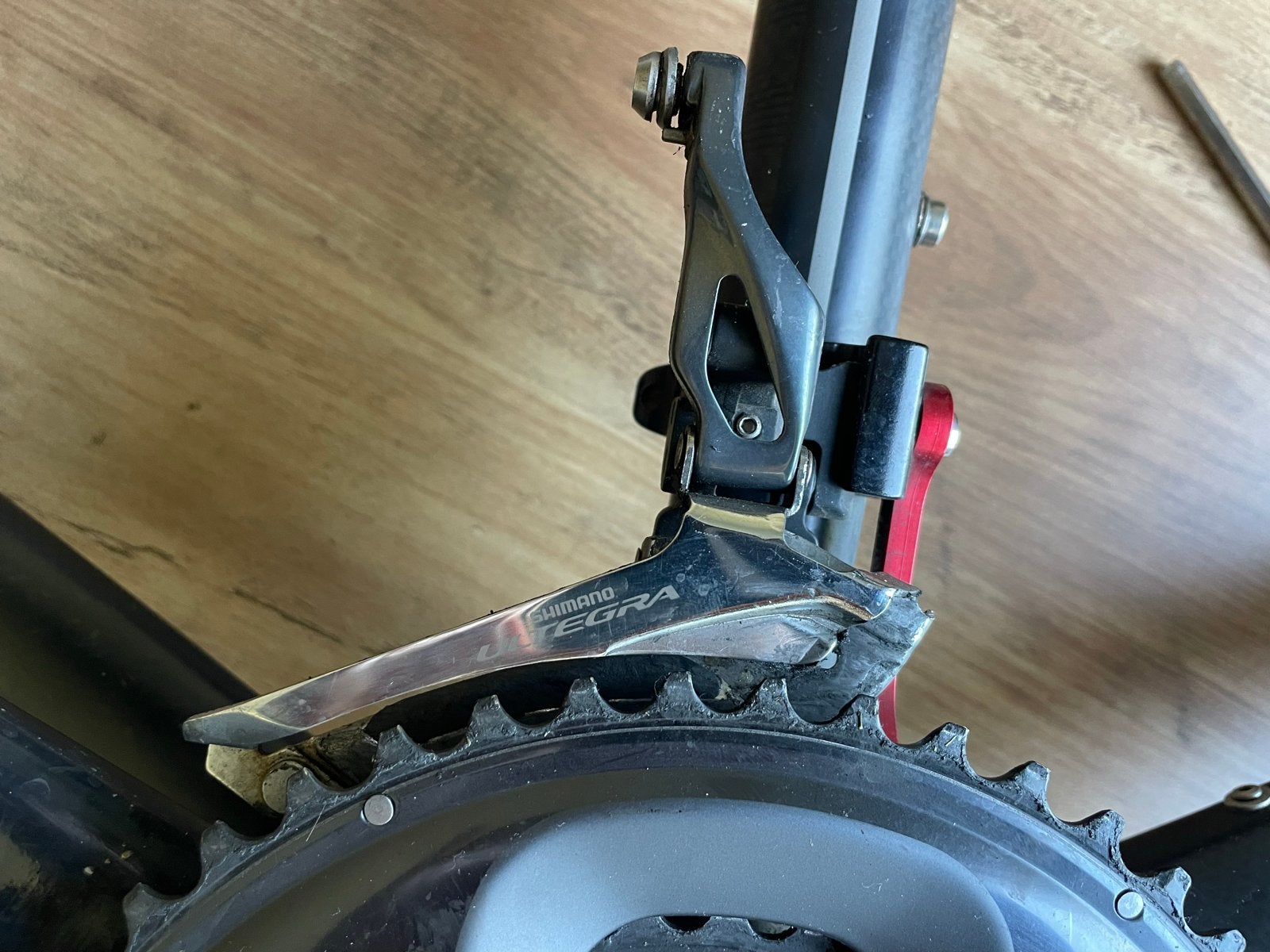 Ultegra 2x11 FC-6800 voorderailleur met Rotor kettingvanger, Ophalen of Verzenden, Gebruikt, Racefiets, Derailleur of Ketting