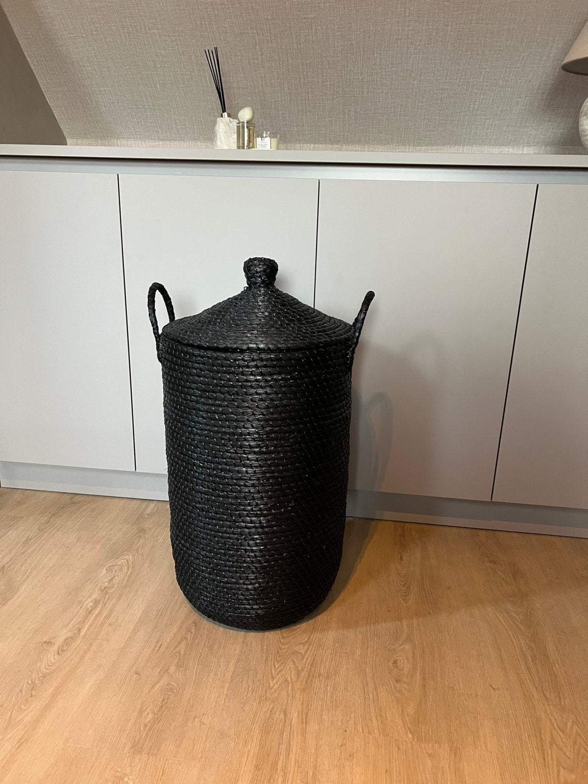 Rieten mand, Huis en Inrichting, Ophalen, Mand, Gevlochten, Rond