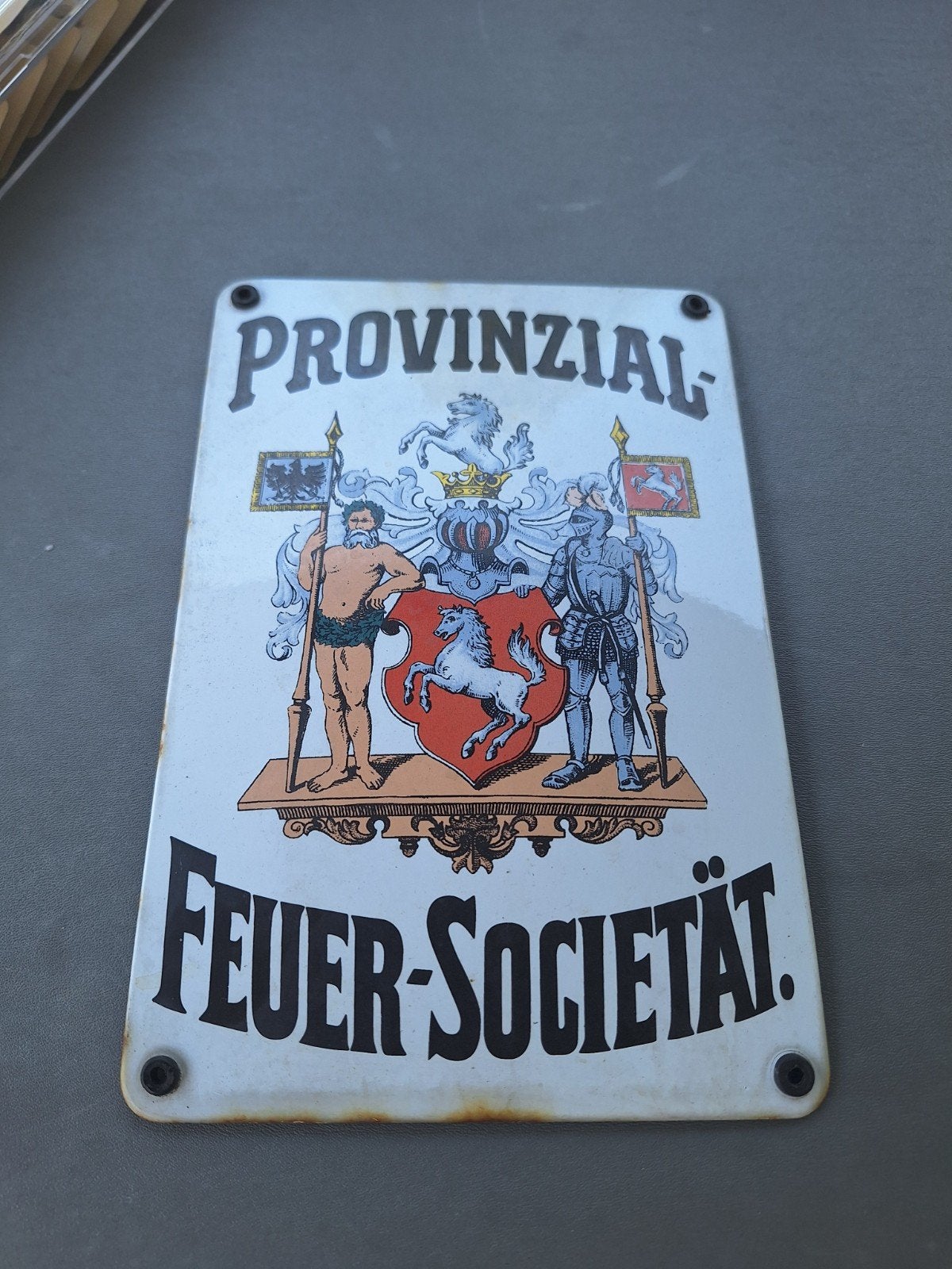 Vintage Emaille Bord "Provinzial Feuer-Societät", Ophalen of Verzenden