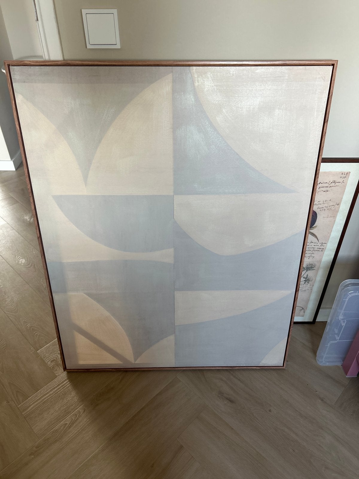 Abstract Canvas Schilderij Lichtgrijs - 80x100 cm, Ophalen